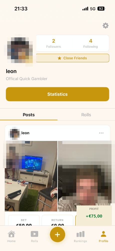 Rush app profile screen